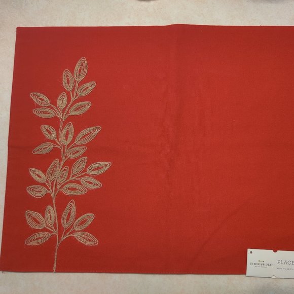 Threshold Red and Gold Table Placemats - Set of 3 - Picture 2 of 9